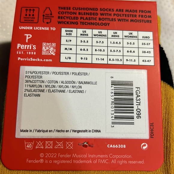 Fender Musical Instruments Socks Bundle 6 Total Pairs Perri’s Unisex Guitars - Picture 4 of 5